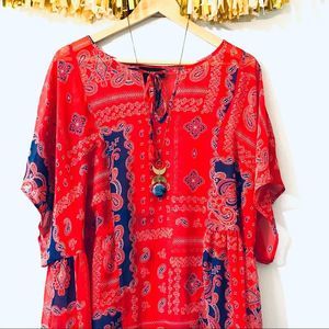 Lane Bryant Paisley Print Peplum Boho Sheer Blouse